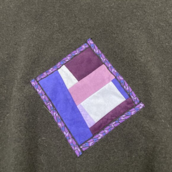 RED ROVER Polartec Fleece Jacket Coat Women’s M Black Purple Artsy Boho - Picture 5 of 9